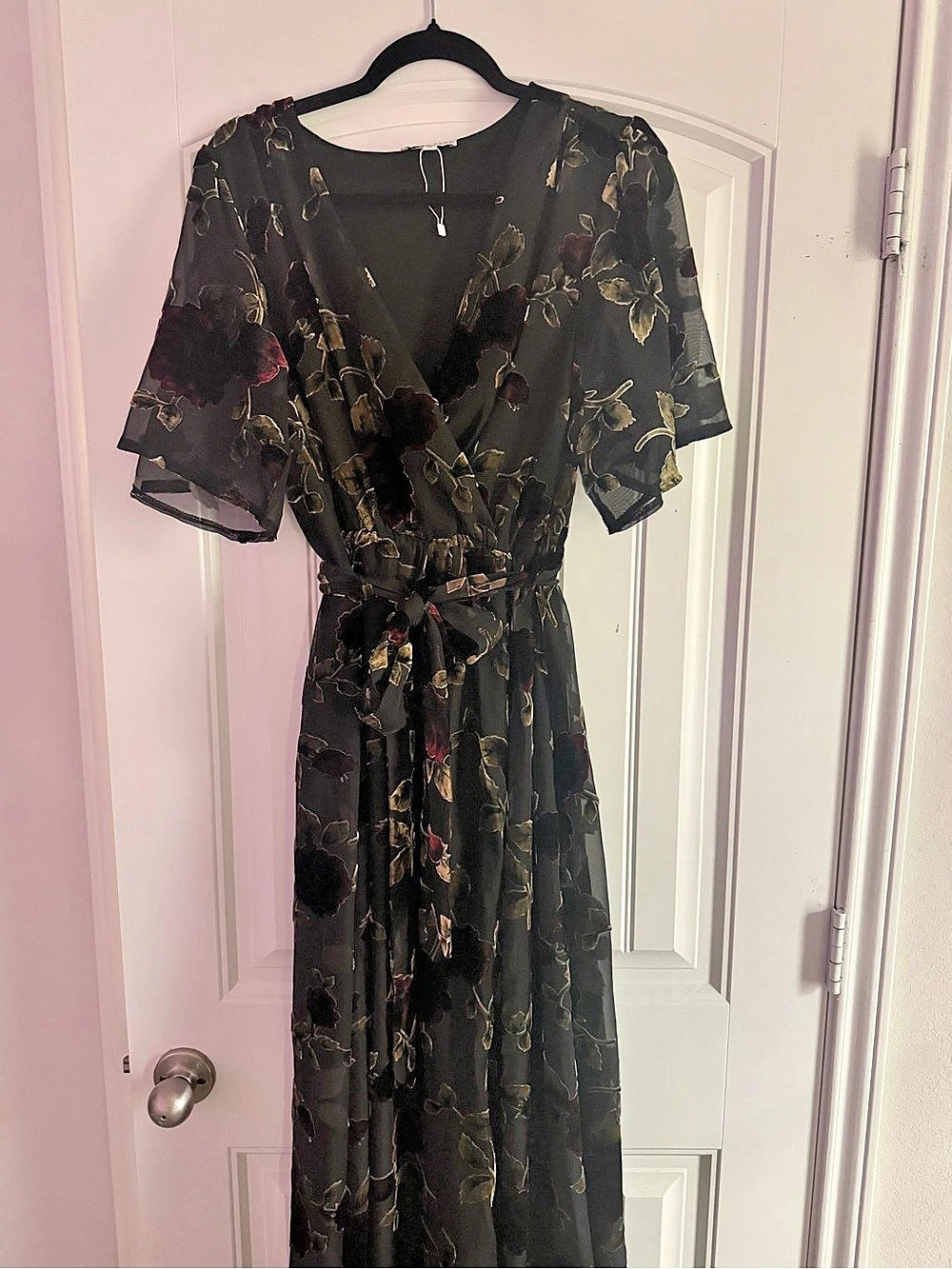 Baltic Born Floral Maxi Dress in Black & Red velvet